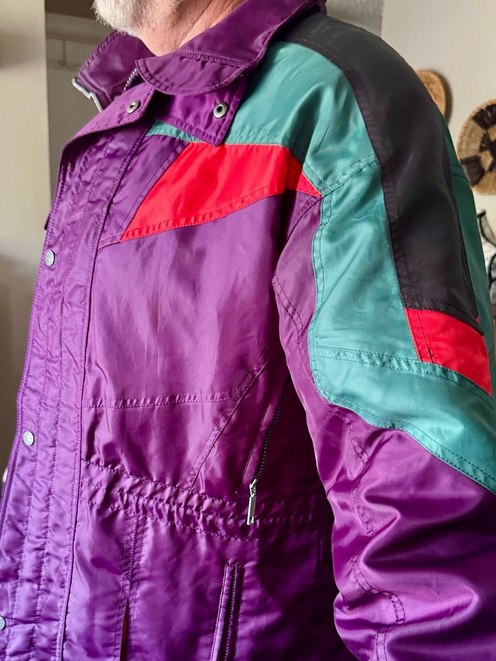 Spyder Colorblock Ski Jacket in Purple with Teal and Red Accents - Picture 4 of 14